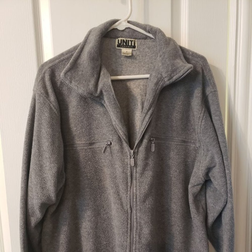 Uniti Casuals Grey Zip Up Sweatshirt Material